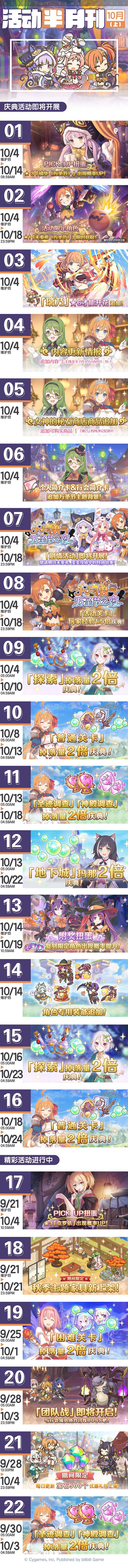 《公主連結》活動半月刊十月上 mcw卡池6星妹弓萬聖節活動