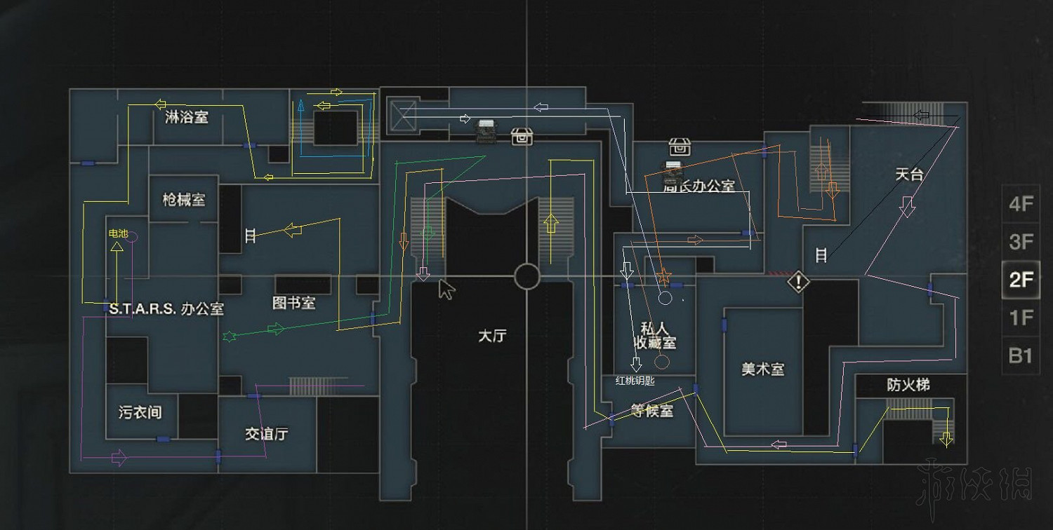 《惡靈古堡2重製版》克萊爾表關警察局路線地圖示注及說明 《惡靈古堡2重製版》克萊爾表關警察局路線地圖示注及說明