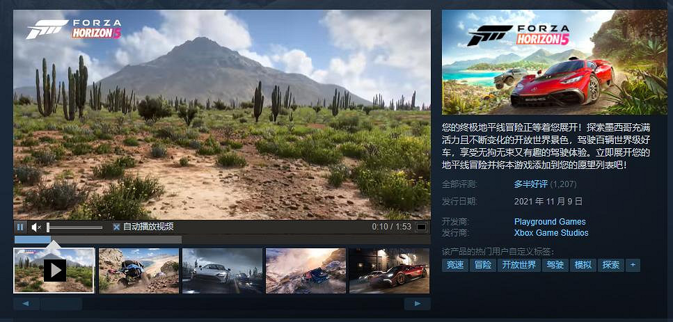 《極限競速:地平線5》Steam多半好評 玩家:閃退嚴重 《極限競速:地平線5》Steam多半好評 玩家:閃退嚴重