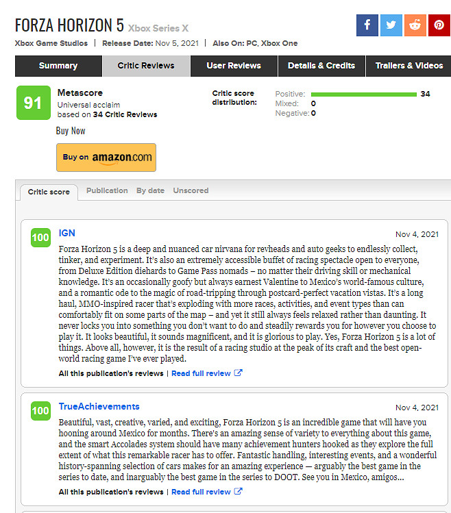 《極限競速地平線5》評分高嗎?媒體評分評價一覽 《極限競速地平線5》評分高嗎?媒體評分評價一覽