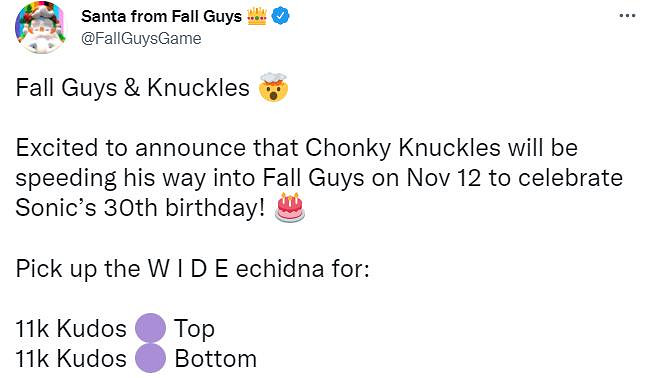 《糖豆人》再次連動《音速小子》 推出納克魯斯皮膚 《糖豆人》再次連動《音速小子》 推出納克魯斯皮膚