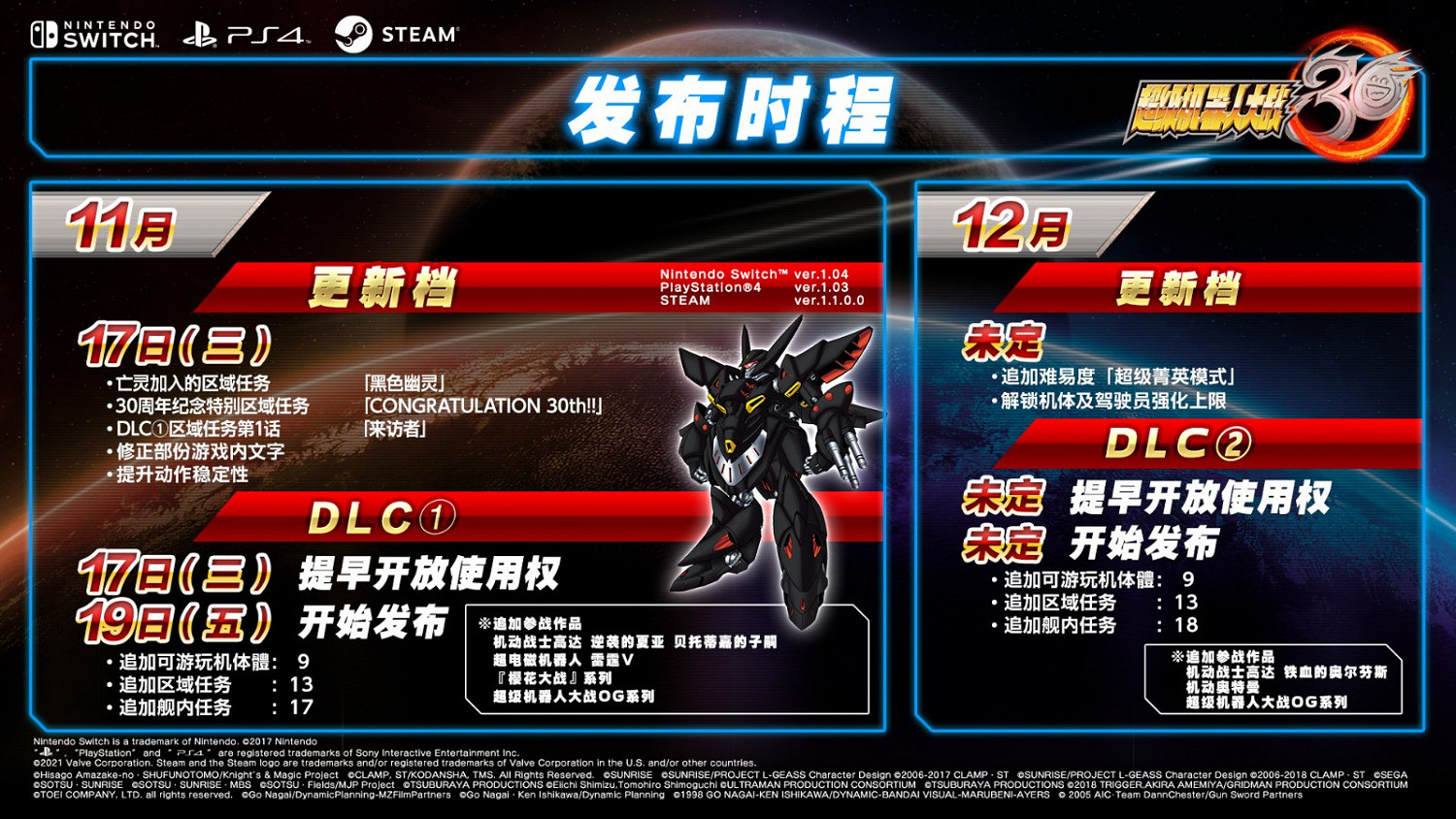 櫻花大戰登場 《超級機器人大戰30》首款DLC下周發佈