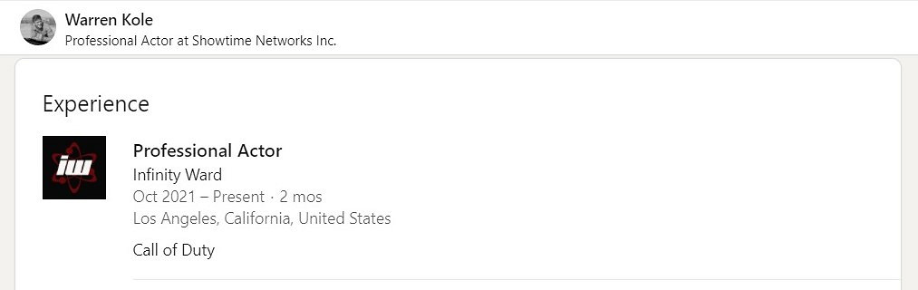 《神海4》演員Warren Kole加盟了《決勝時刻19》