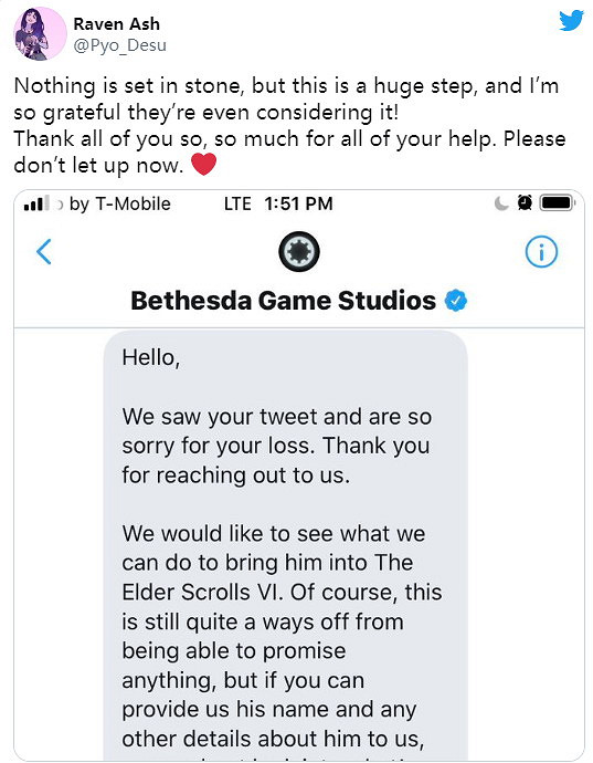 女友在上古5中再現已逝男友 B社想讓他在《上古6》登場 女友在上古5中再現已逝男友 B社想讓他在《上古6》登場