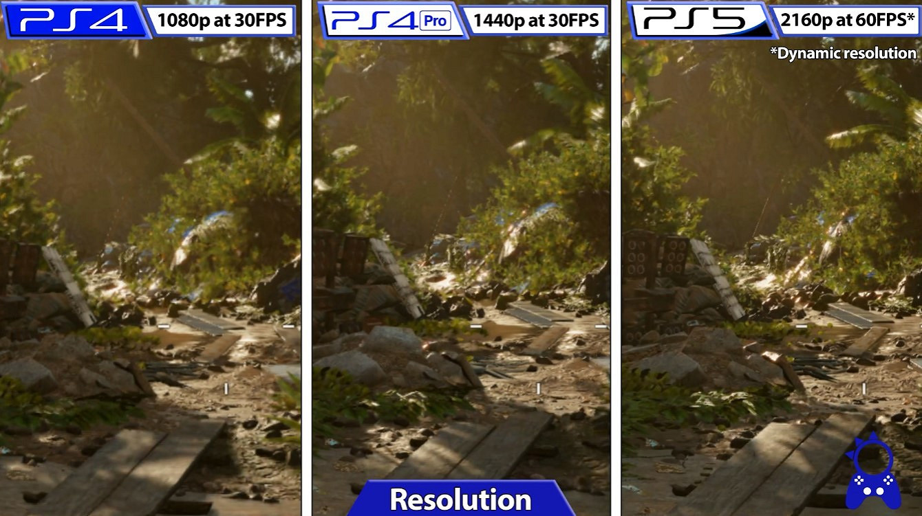 《極地戰嚎6》PS4、PS4 Pro、PS5畫質對比 幀數穩定 《極地戰嚎6》PS4、PS4 Pro、PS5畫質對比 幀數穩定