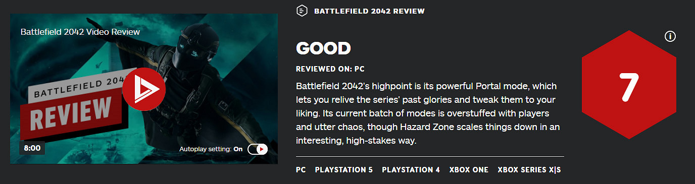 《戰地風雲2042》IGN 7分 危險區和門戶模式讓人驚喜