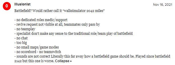 《戰地風雲2042》M站遭使用者差評轟炸 玩家稱這已不是戰地風雲