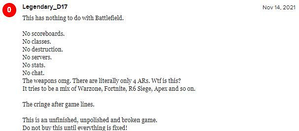 《戰地風雲2042》M站遭使用者差評轟炸 玩家稱這已不是戰地風雲