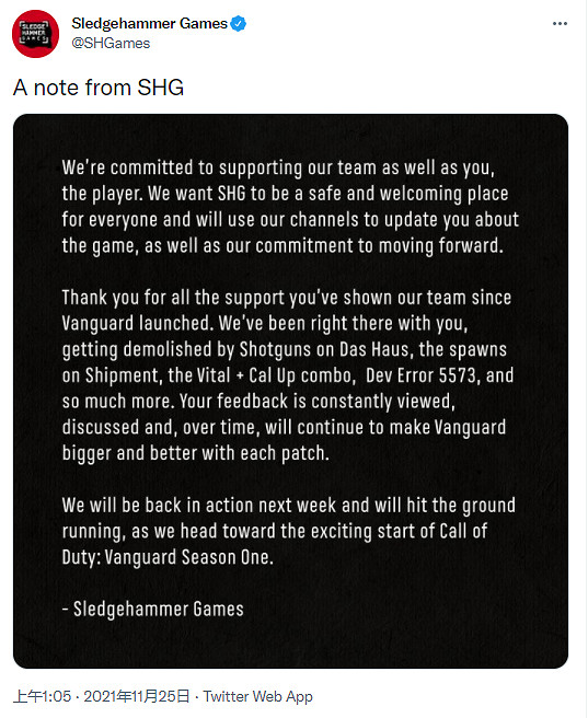 《決勝時刻18:先鋒》開發商發表聲明 會讓遊戲變得更好 《決勝時刻18:先鋒》開發商發表聲明 會讓遊戲變得更好