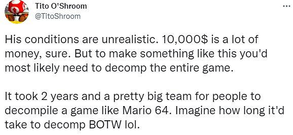Youtuber懸賞1萬美元為《薩爾達傳說：曠野之息》添加多人模式 程式員稱：錢太少