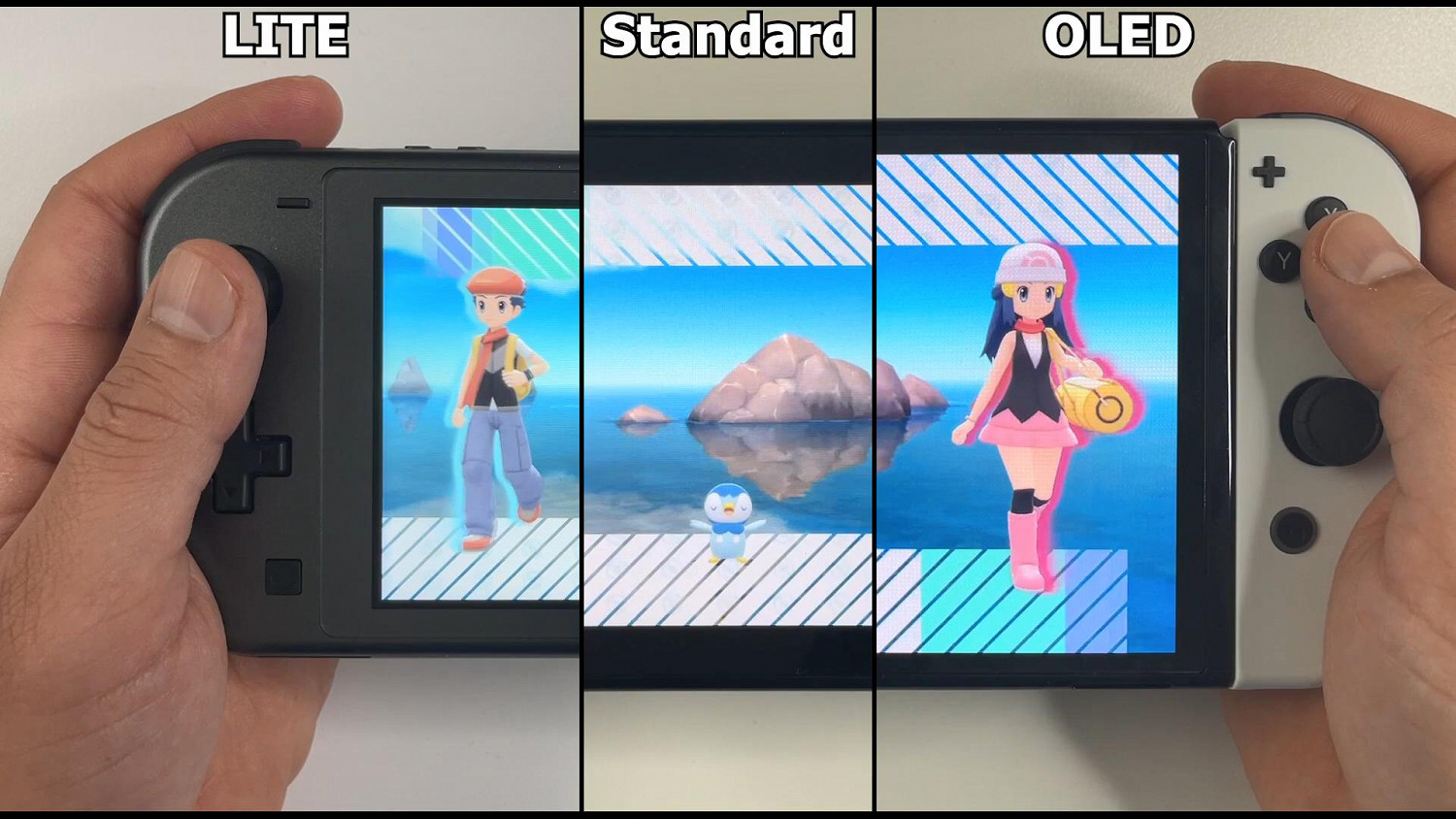 三款NS機型對比 實機運行《寶可夢:晶燦鑽石/明亮珍珠》 三款NS機型對比 實機運行《寶可夢:晶燦鑽石/明亮珍珠》