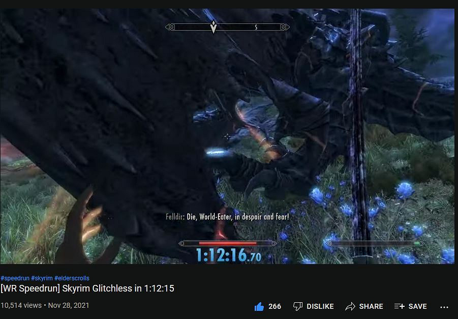 《上古卷軸5》速通世界第一玩家再創新紀錄 《上古卷軸5》速通世界第一玩家再創新紀錄