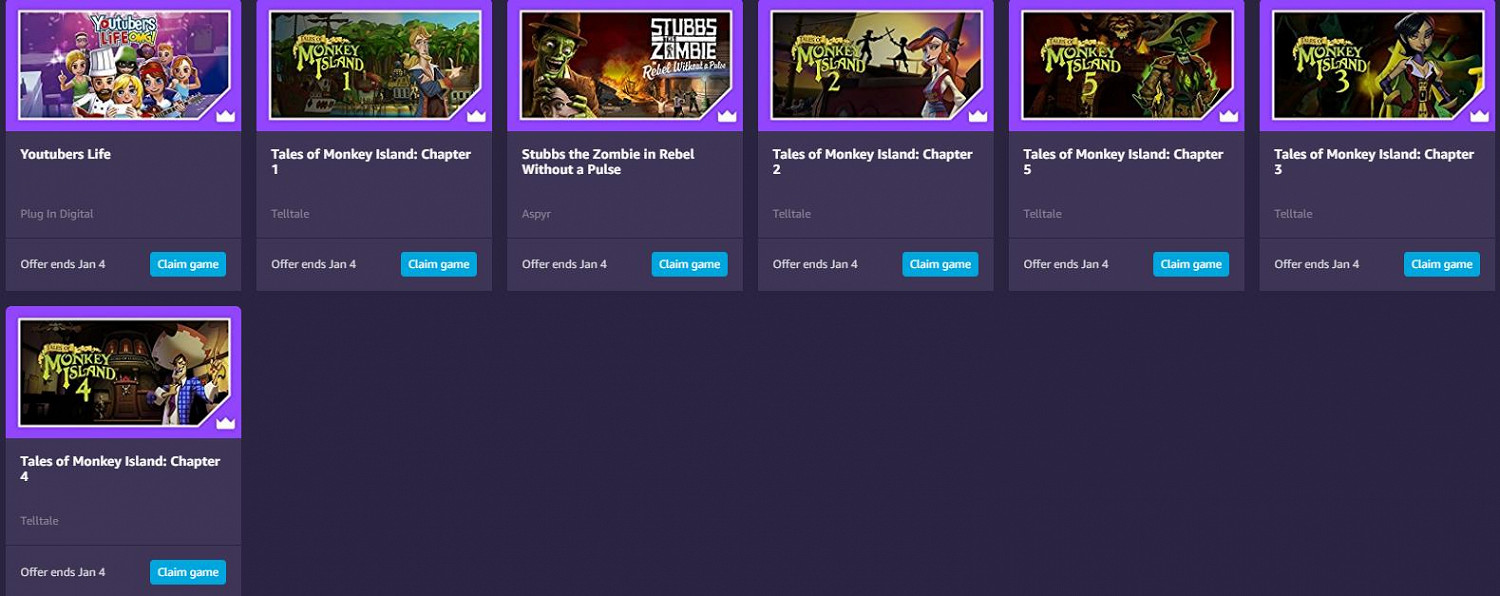 亞馬遜prime會員11月福利 九款遊戲免費送