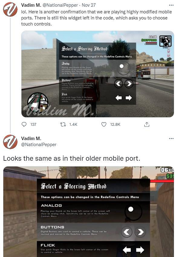 手遊改？《GTA：SA終極版》存在未移除的手遊控制選項