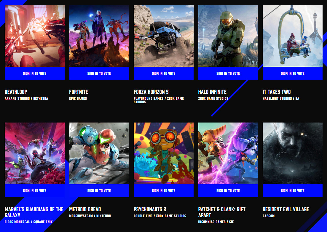 TGA2021“玩家之聲”獎開啟第二輪投票 十款遊戲入圍比拚