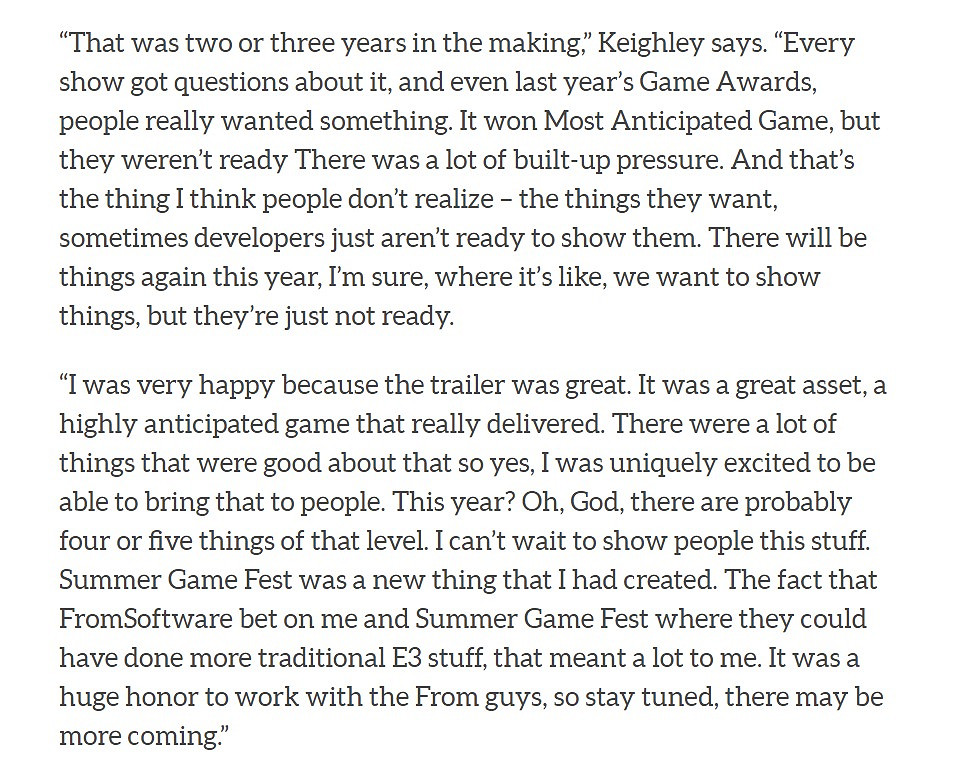 TGA主持人：今年將至少有4-5個重大宣布