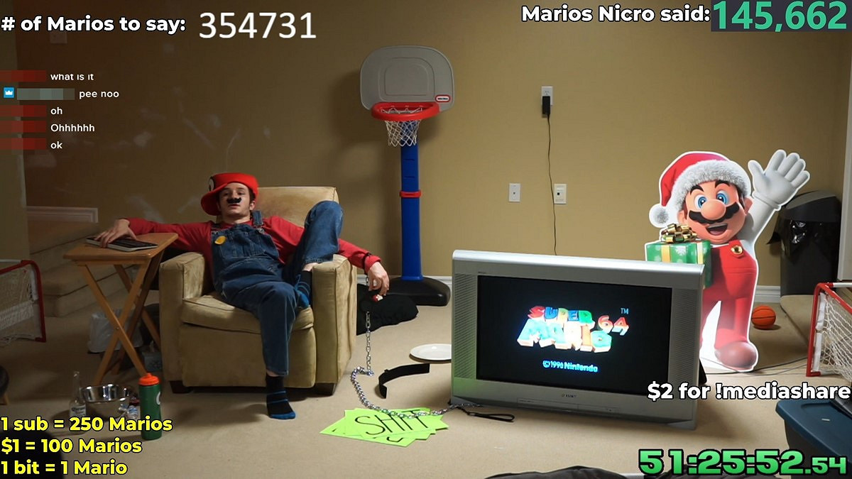 老外主播開啟奇葩直播挑戰 持續124個小時連續說瑪利歐一詞 老外主播開啟奇葩直播挑戰 持續124個小時連續說瑪利歐一詞