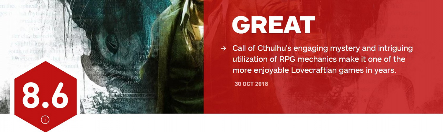 《克蘇魯的呼喚》IGN 8.6分 近年來最令人享受的洛夫克拉夫特式遊戲 《克蘇魯的呼喚》IGN 8.6分 近年來最令人享受的洛夫克拉夫特式遊戲
