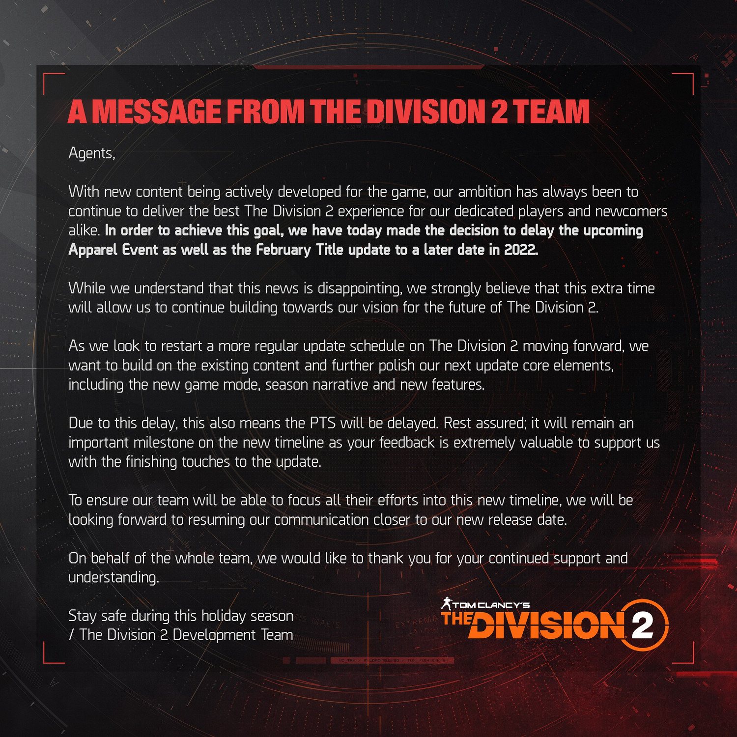 《全境封鎖2》大型更新再延期 2022年末推出