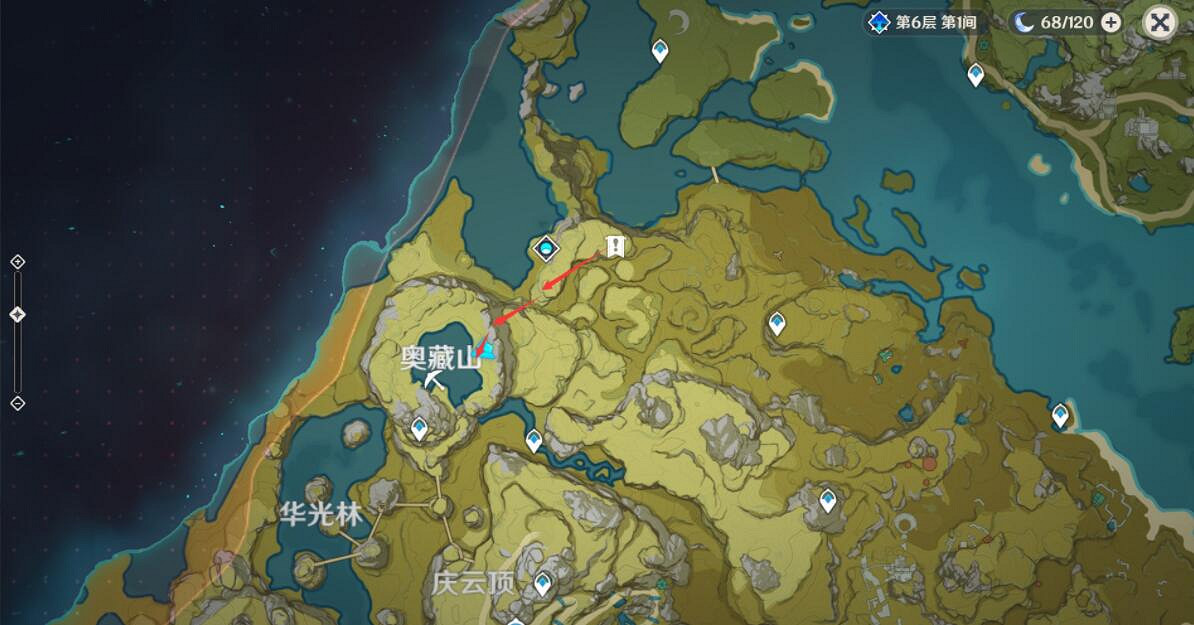 《原神》奧藏山寶藏遺跡在哪？奧藏山寶藏遺跡路線分享