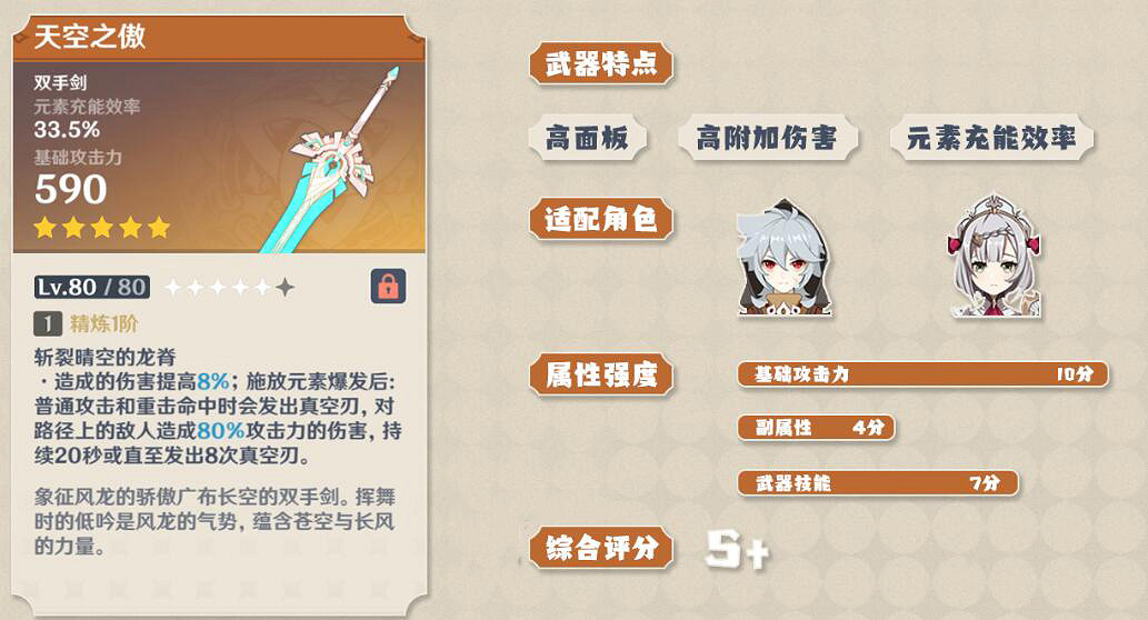 《原神》天空之傲適合誰?天空之傲解析 《原神》天空之傲適合誰?天空之傲解析