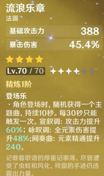 《原神》流浪樂章怎麽樣?流浪樂章屬性效果介紹 《原神》流浪樂章怎麽樣?流浪樂章屬性效果介紹