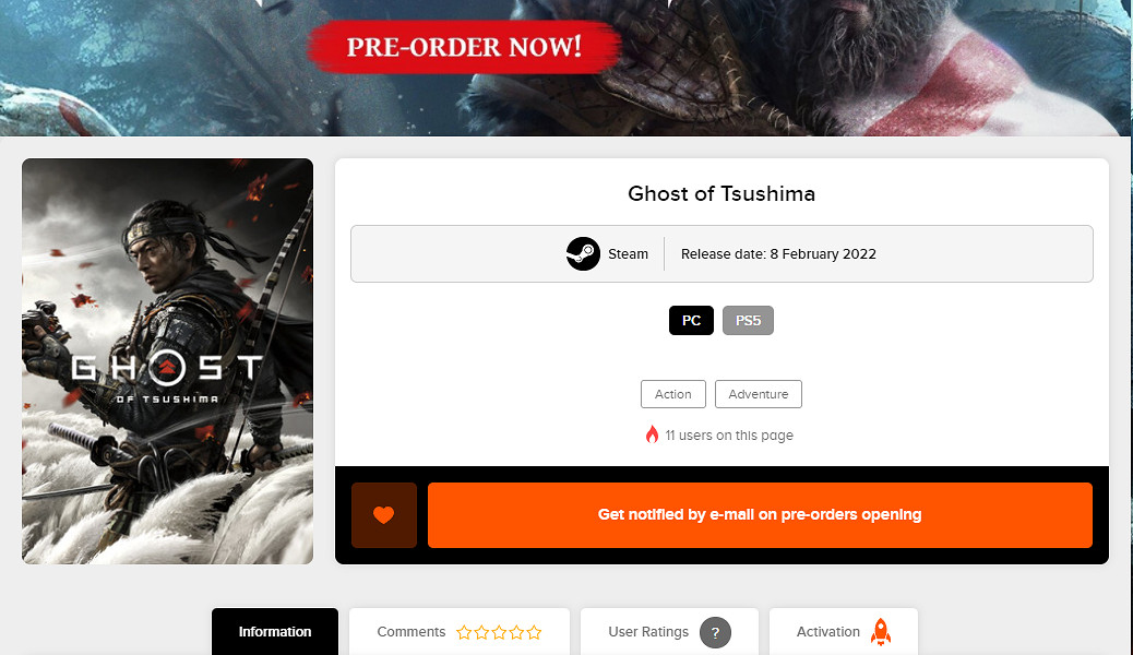 國外遊戲零售商上架《對馬島之魂》疑似明年2月登陸Steam 國外遊戲零售商上架《對馬島之魂》疑似明年2月登陸Steam