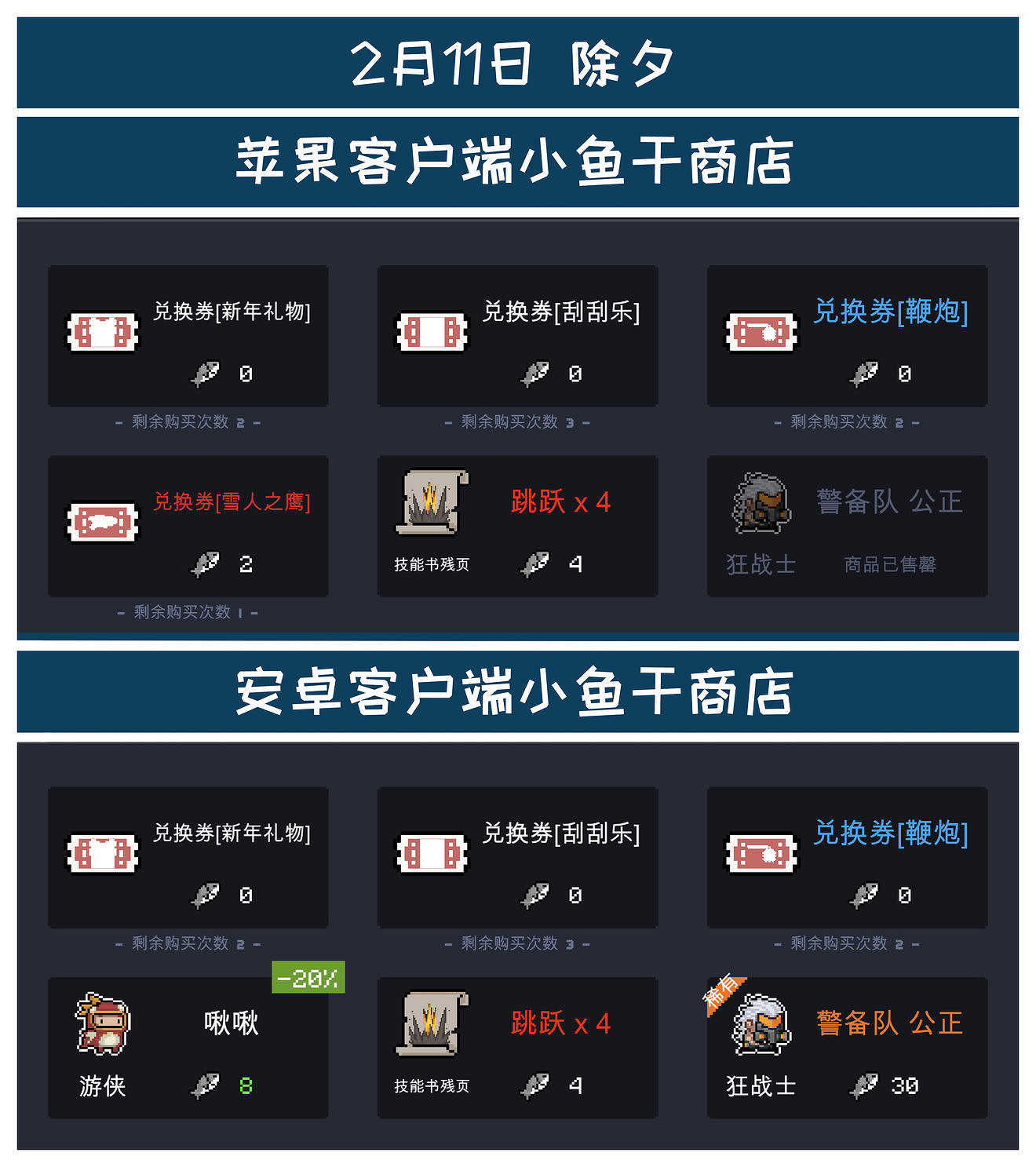 《元氣騎士》小魚幹商店春節新增 春節小魚幹商店有什麽東西