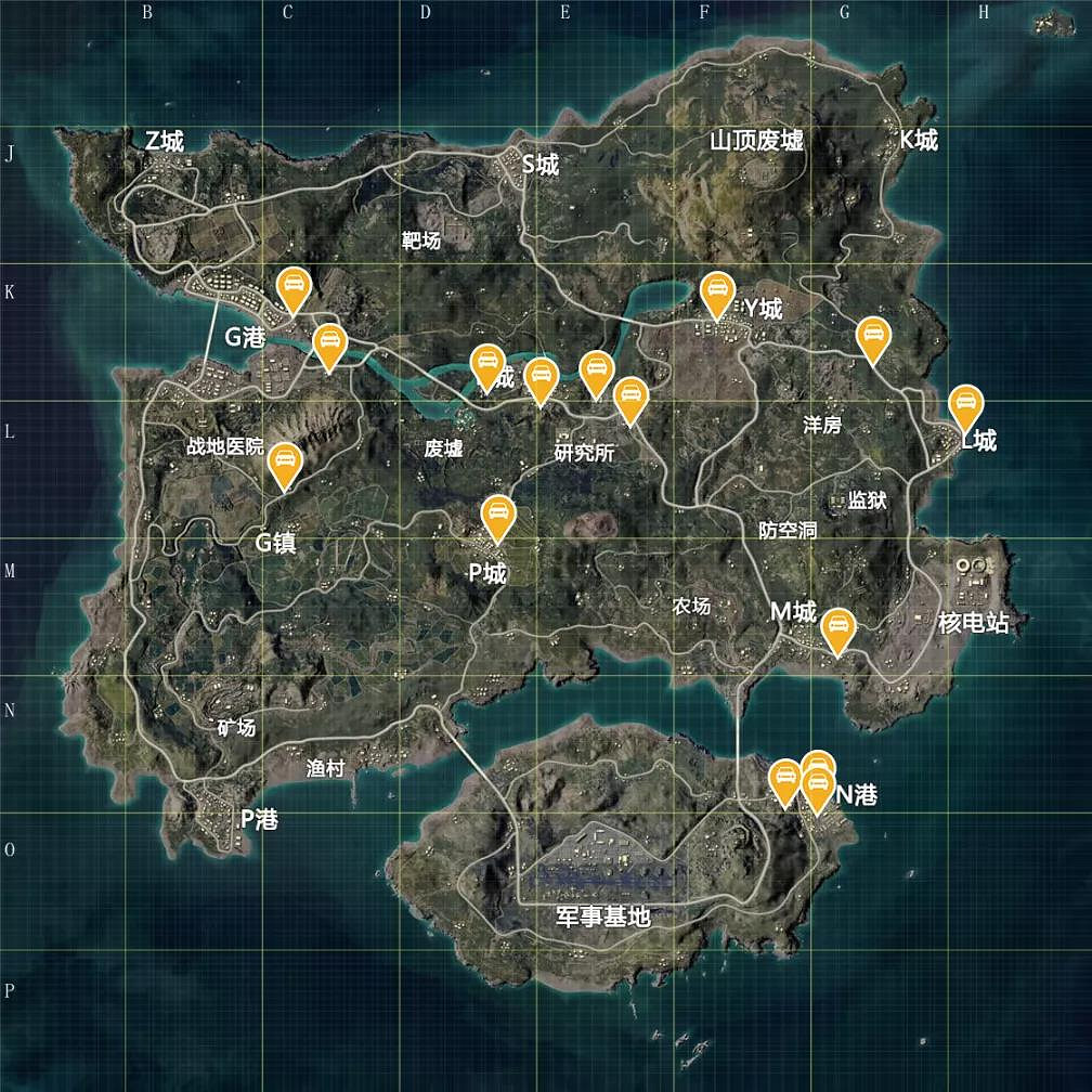 《和平精英》車庫分布圖 車庫位置介紹