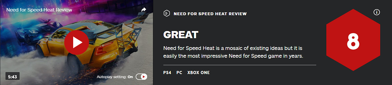 《極速快感:熱度》IGN 8分:幾年來最好的《極速快感》 《極速快感:熱度》IGN 8分:幾年來最好的《極速快感》