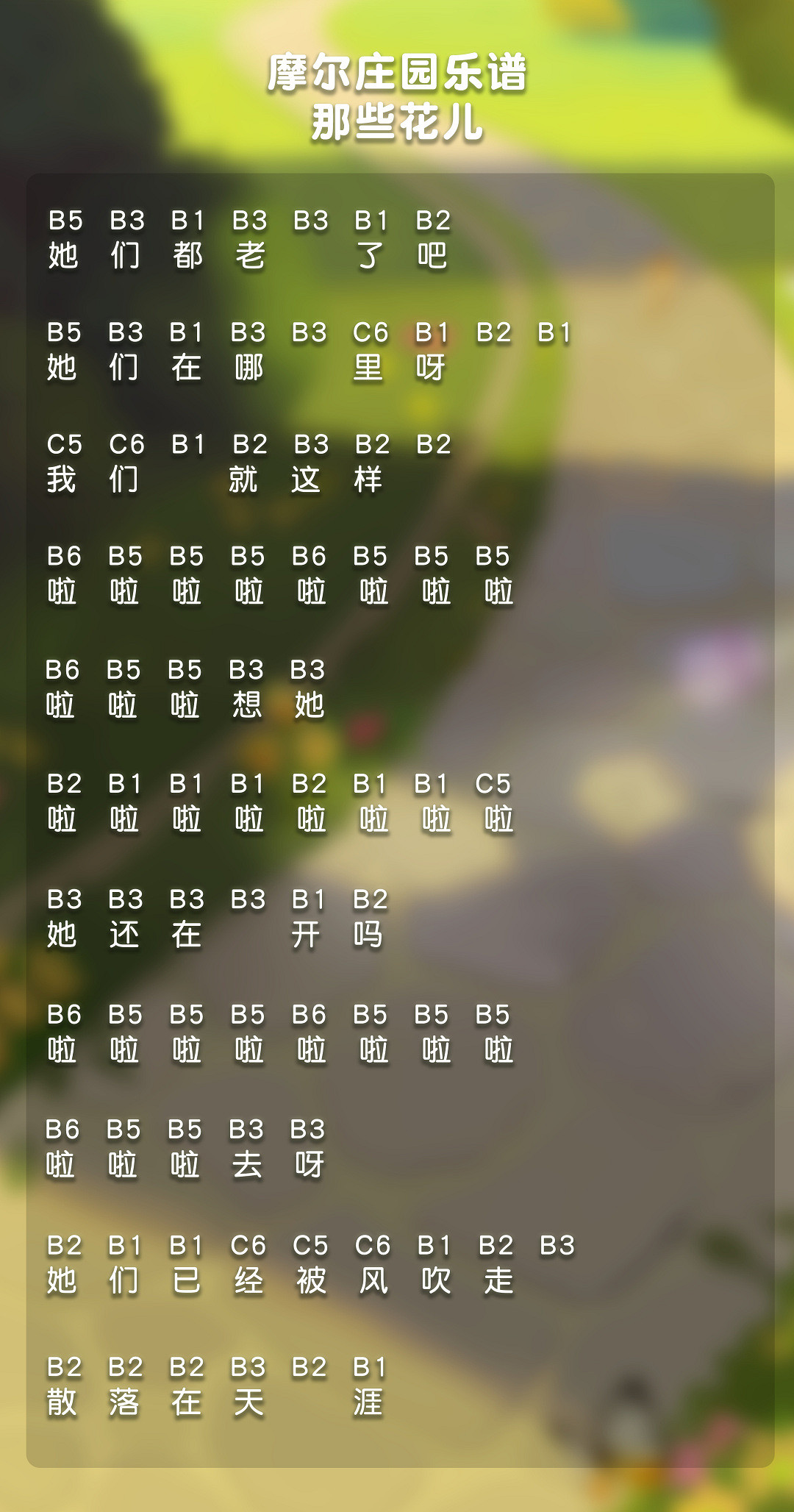 《摩爾莊園》鋼琴譜那些花兒