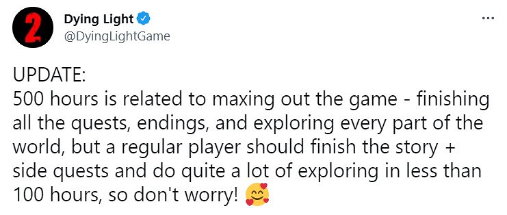 《垂死之光2》只做主線和部分支線通關時間不到100小時 《垂死之光2》只做主線和部分支線通關時間不到100小時