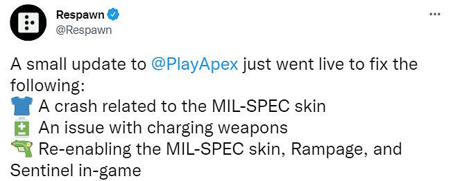 《Apex英雄》更新已修復皮膚和武器問題 暴走被削弱