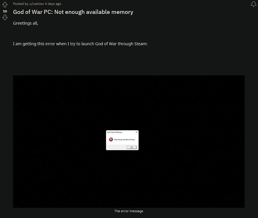 《戰神4》PC版推出實驗性熱修 解決“記憶體不足”問題 《戰神4》PC版推出實驗性熱修 解決“記憶體不足”問題