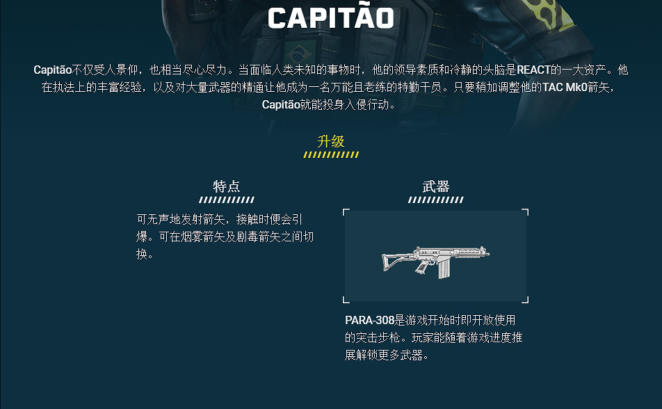 《虹彩六號:撤離禁區》CAPITÃO幹員介紹 《虹彩六號:撤離禁區》CAPITÃO幹員介紹