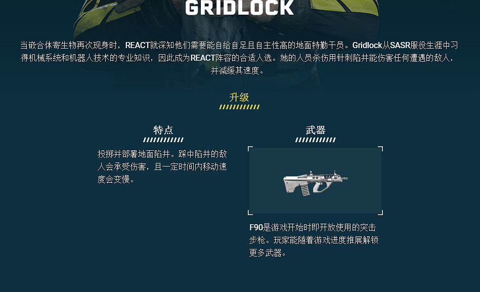 《虹彩六號:撤離禁區》GRIDLOCK幹員介紹 《虹彩六號:撤離禁區》GRIDLOCK幹員介紹
