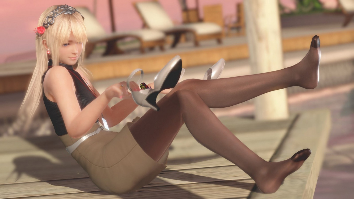 《生死格鬥女神假期》連動活動新泳裝 性感黑絲美腿 《生死格鬥女神假期》連動活動新泳裝 性感黑絲美腿