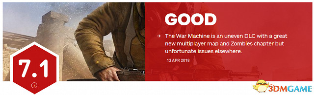 7.1分《決勝時刻14：二戰》DLC戰爭機器評分出爐
