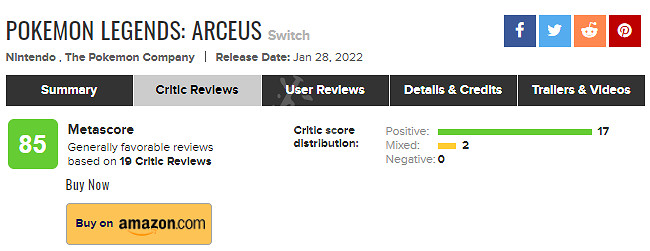 《寶可夢傳說阿爾宙斯》媒體評分高嗎?遊戲媒體評分一覽 《寶可夢傳說阿爾宙斯》媒體評分高嗎?遊戲媒體評分一覽