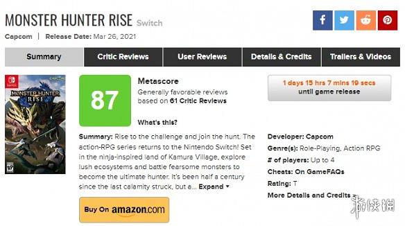 《魔物獵人崛起》ign評分是多少 ign評分介紹