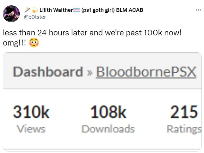 粉絲自製《血源PSX》發佈僅一天 下載量超10萬