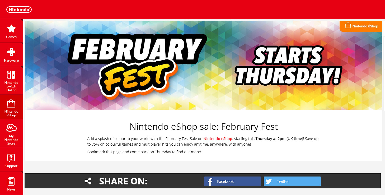 歐服eshop將於本周四開啟特賣活動 超1000款遊戲參與打折 歐服eshop將於本周四開啟特賣活動 超1000款遊戲參與打折