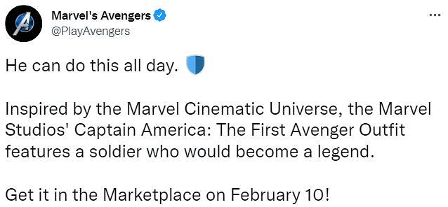 《漫威復仇者聯盟》推出美隊“復仇者先鋒”服裝 2月11日上架