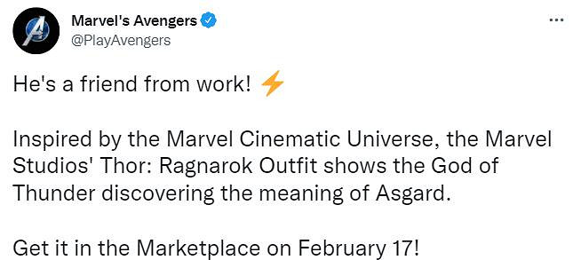 《漫威復仇者聯盟》新MCU皮膚 “諸神黃昏”版雷神 《漫威復仇者聯盟》新MCU皮膚 “諸神黃昏”版雷神