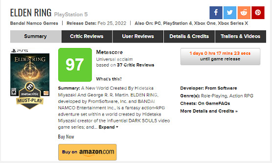 《艾爾登法環》媒體評分是什麽 媒體評分介紹