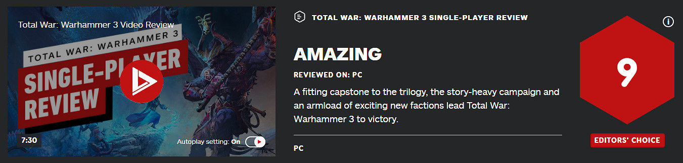 《全軍破敵:戰鎚3》單人戰役IGN 9分:富有挑戰、有創意 《全軍破敵:戰鎚3》單人戰役IGN 9分:富有挑戰、有創意