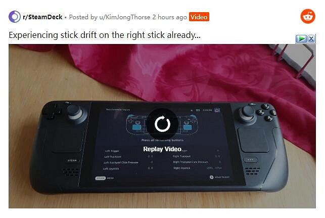首批Steam Deck使用者已有人報導出現搖桿漂移