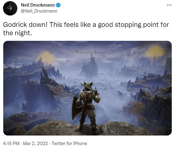 頑皮狗尼爾曬《艾爾登法環》截圖 沉迷遊戲中 頑皮狗尼爾曬《艾爾登法環》截圖 沉迷遊戲中