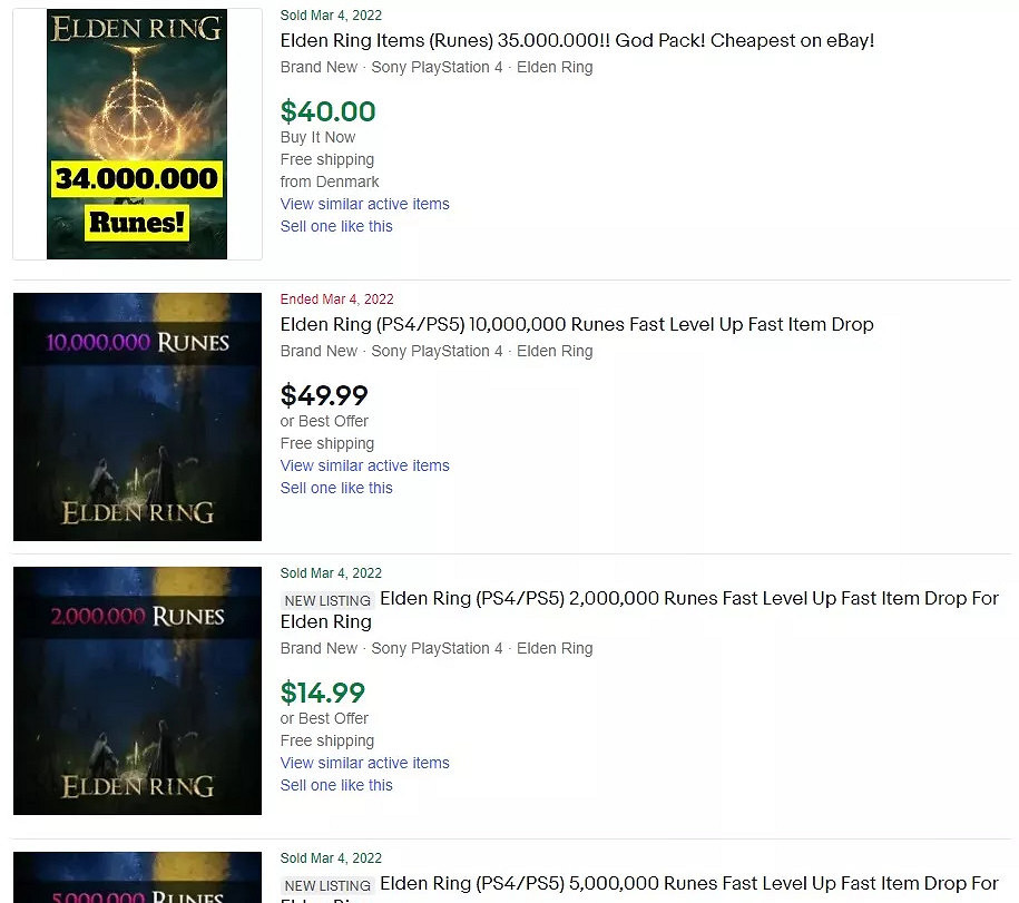 《艾爾登法環》玩家在eBay上購買數以百萬的盧恩 但這有被封號的風險