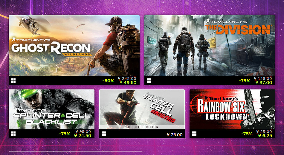 育碧在Steam開啟特惠活動 最高優惠80% 育碧在Steam開啟特惠活動 最高優惠80%
